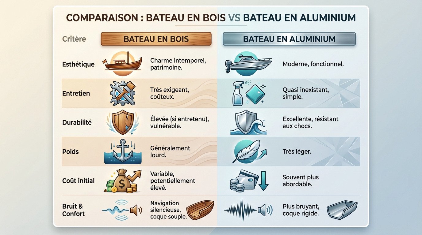 <strong>Comparaison visuelle bateau bois aluminium</strong>« ></p>
<h3><span class=