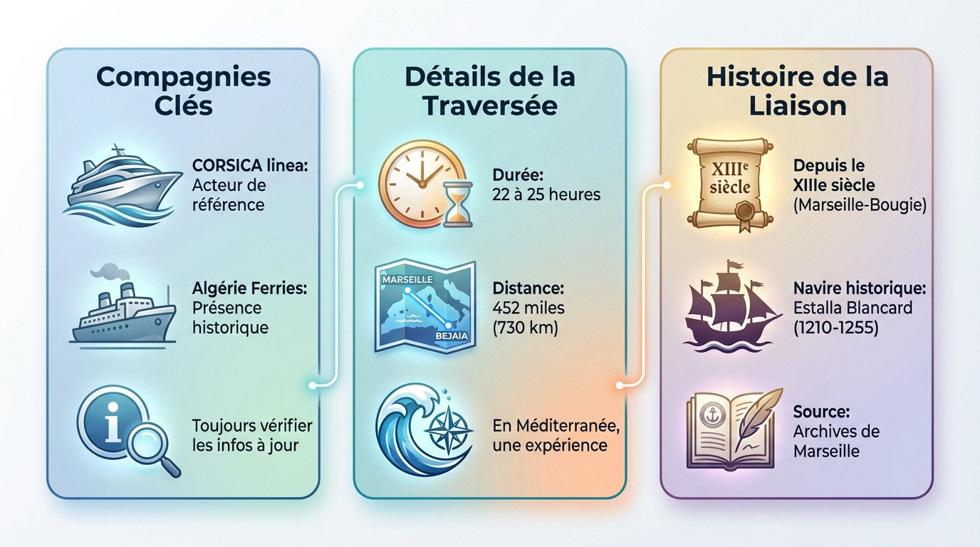 Traversée maritime en ferry reliant le port de Marseille à Béjaïa